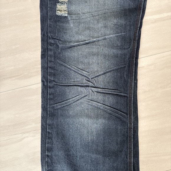 Rare VTG Blue Gear BG Premium Distressed  Baggy Hip Hop Y2K Denim Jeans 40x32 - Picture 2 of 11